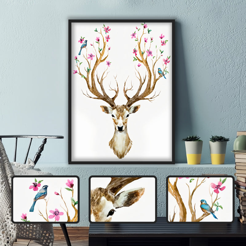 Antlers Full of Flowers Special Shaped Drills Diamond Painting