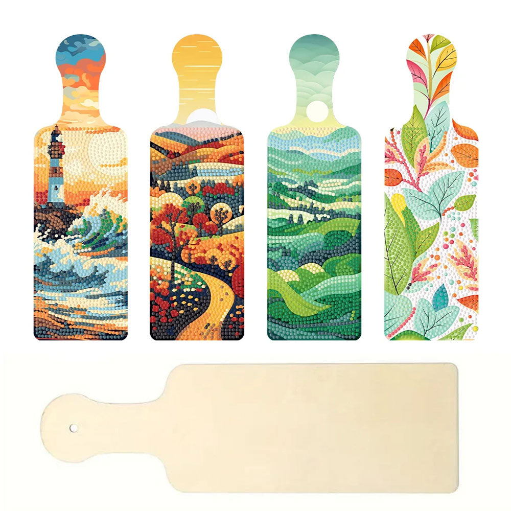 4Pcs Natural Scenery Tray Art Craft with Handle Diamond Painting