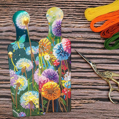 4Pcs Colorful Dandelions Tray Art Craft with Handle Diamond Painting