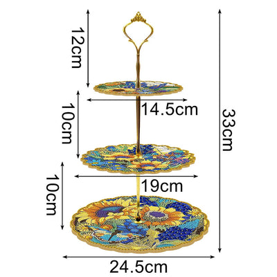 3-Tiered Lush Sunflowers Acrylic Serving Tray Diamond Painting