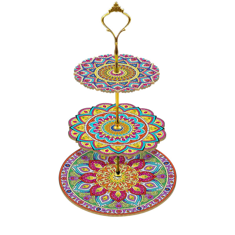 3-Tiered Gorgeous Mandala Acrylic Serving Tray Diamond Painting