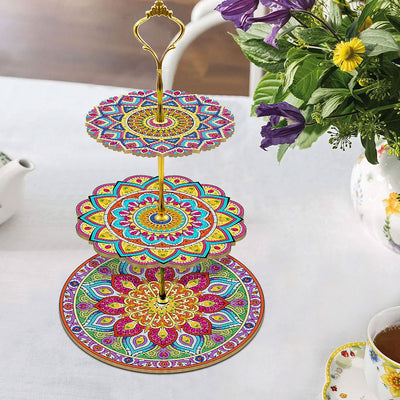 3-Tiered Gorgeous Mandala Acrylic Serving Tray Diamond Painting