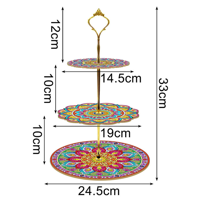 3-Tiered Gorgeous Mandala Acrylic Serving Tray Diamond Painting