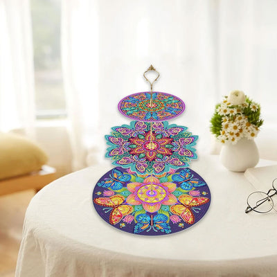 3-Tiered Butterfly and Flower Acrylic Serving Tray Diamond Painting