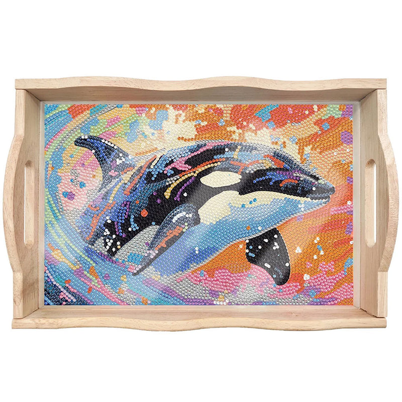 Cute Dolphin Wooden Serving Tray Diamond Painting