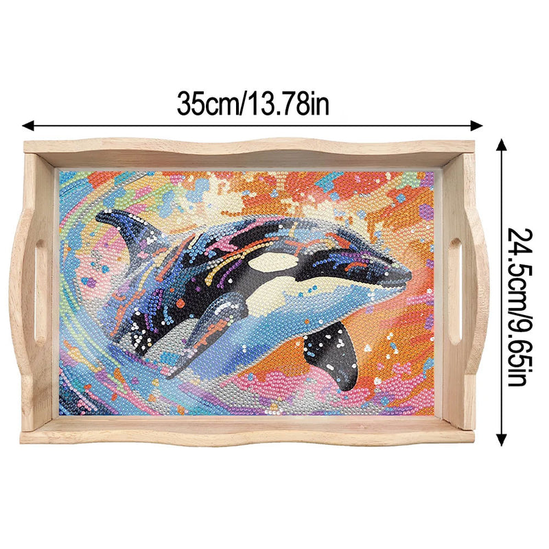 Cute Dolphin Wooden Serving Tray Diamond Painting