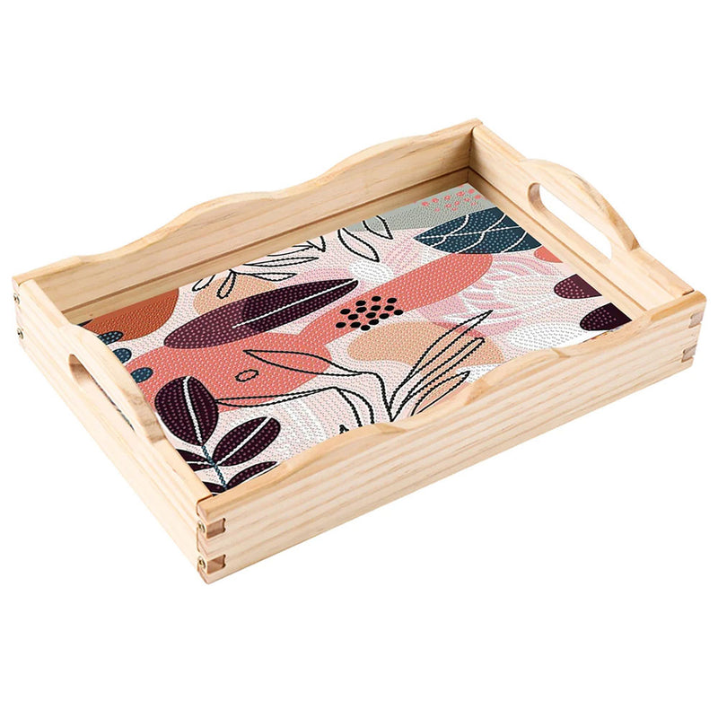 Abstract Plants Wooden Serving Tray Diamond Painting