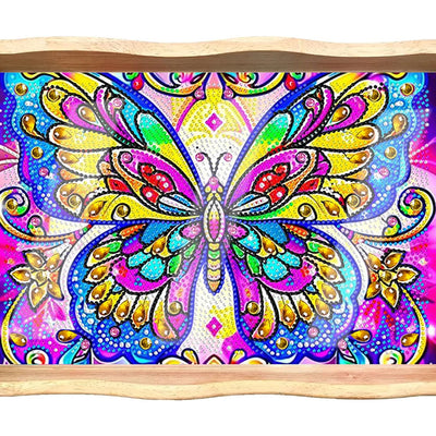 Colorful Butterfly Wooden Serving Tray Diamond Painting