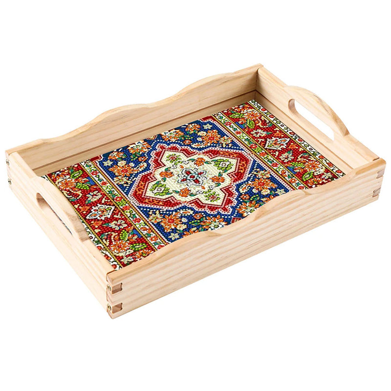 Retro Pattern Mandala Wooden Serving Tray Diamond Painting