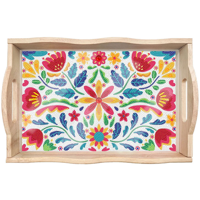 Little Spring Flowers Wooden Serving Tray Diamond Painting