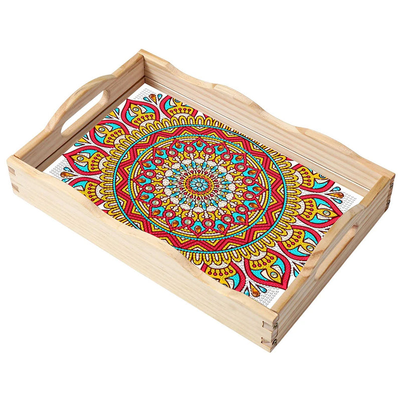 Sunflower Mandala Wooden Serving Tray Diamond Painting