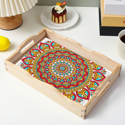 Sunflower Mandala Wooden Serving Tray Diamond Painting