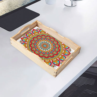 Sunflower Mandala Wooden Serving Tray Diamond Painting