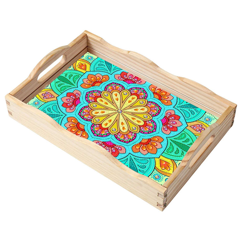 Brilliant Chrysanthemum Wooden Serving Tray Diamond Painting