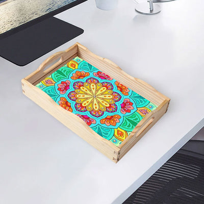 Brilliant Chrysanthemum Wooden Serving Tray Diamond Painting