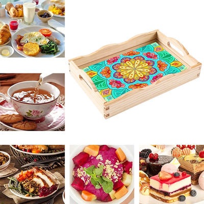 Brilliant Chrysanthemum Wooden Serving Tray Diamond Painting