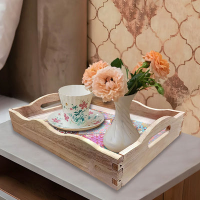 Complicated Flower Mandala Wooden Serving Tray Diamond Painting