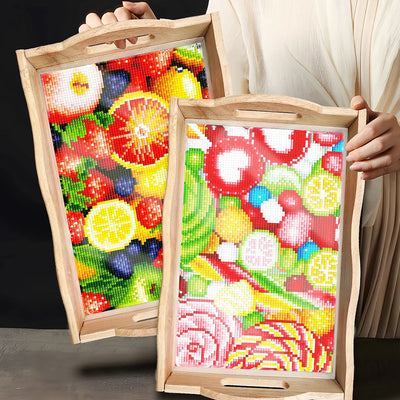 Summer Colorful Fruits Wooden Serving Tray Diamond Painting