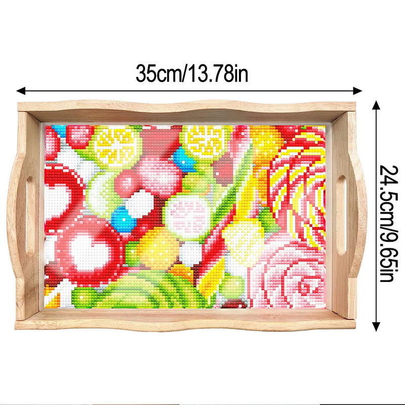 Summer Colorful Fruits Wooden Serving Tray Diamond Painting