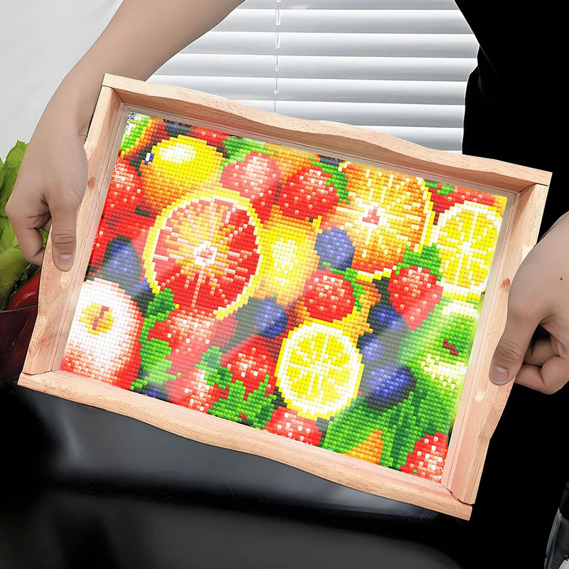 Colorful Fruits Wooden Serving Tray Diamond Painting