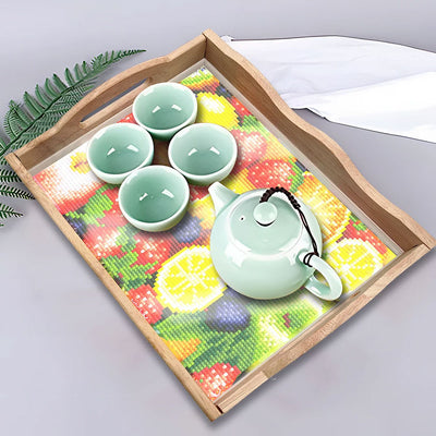 Colorful Fruits Wooden Serving Tray Diamond Painting