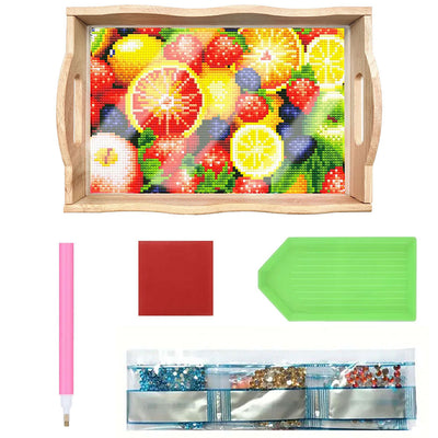 Colorful Fruits Wooden Serving Tray Diamond Painting