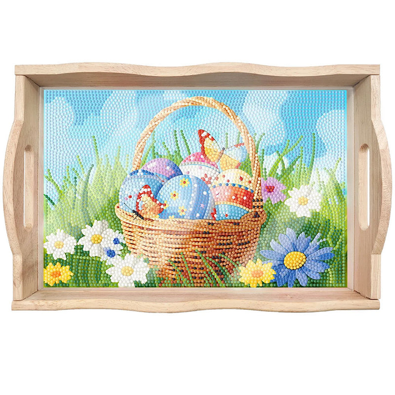 Easter Eggs and Grass Wooden Serving Tray Diamond Painting