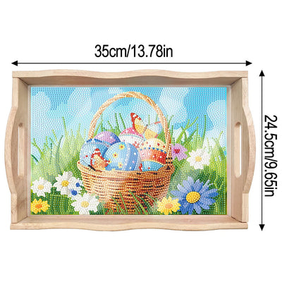 Easter Eggs and Grass Wooden Serving Tray Diamond Painting