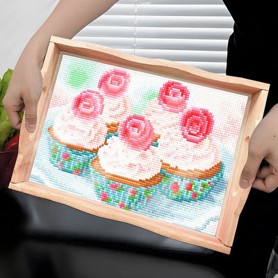 Yummy Cupcakes Wooden Serving Tray Diamond Painting