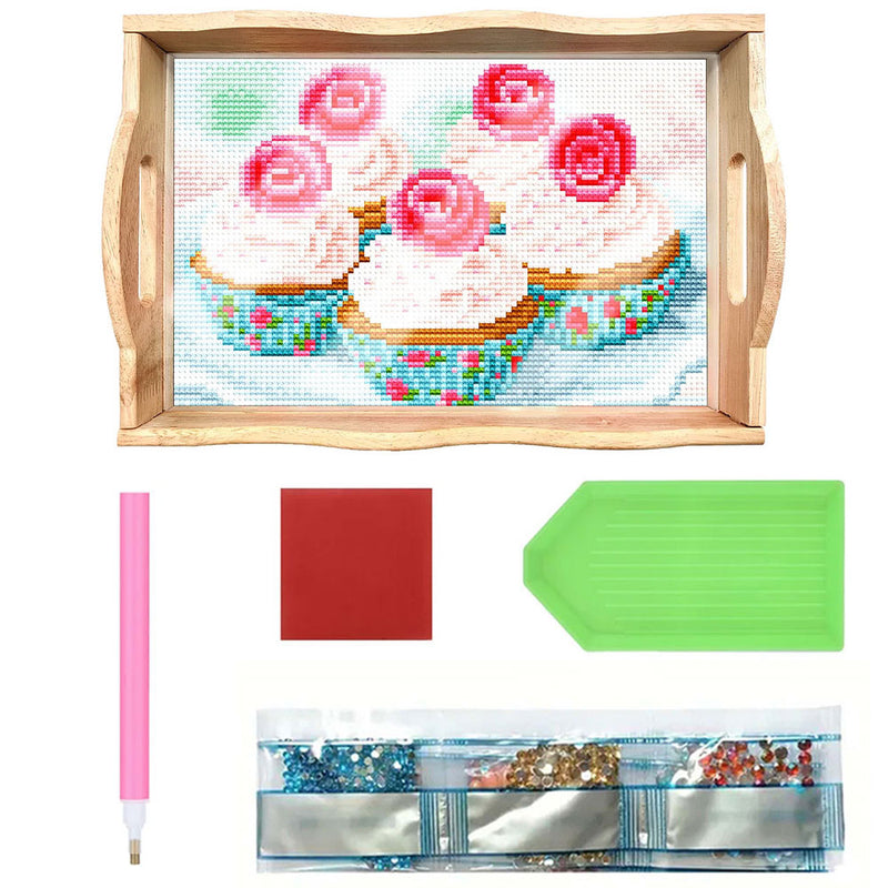 Yummy Cupcakes Wooden Serving Tray Diamond Painting