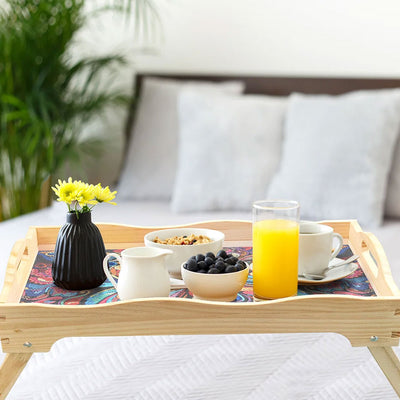 Colorful and Gorgeous Butterfly Wooden Dining Table Tray with Handle Diamond Painting