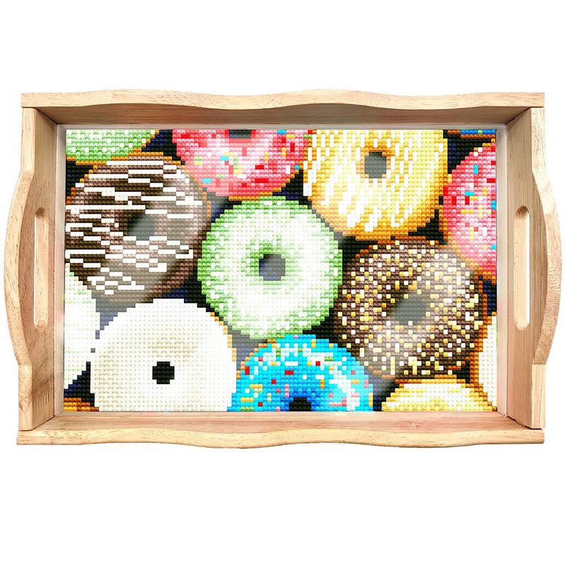 Yummy Donuts Wooden Serving Tray Diamond Painting