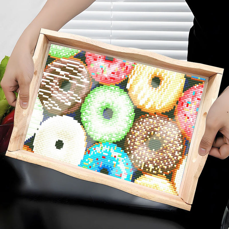 Yummy Donuts Wooden Serving Tray Diamond Painting