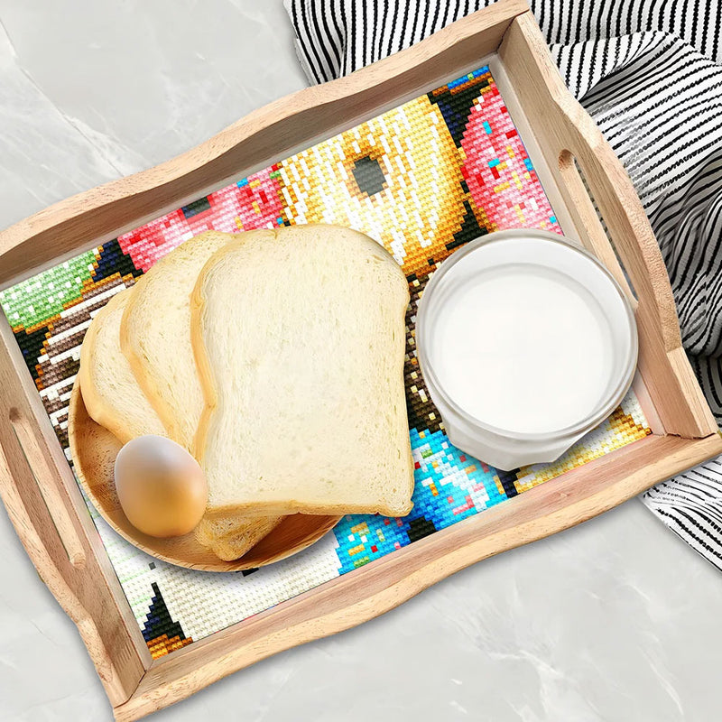 Yummy Donuts Wooden Serving Tray Diamond Painting