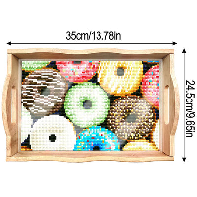 Yummy Donuts Wooden Serving Tray Diamond Painting