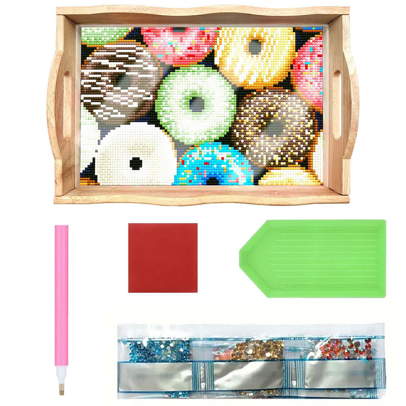 Yummy Donuts Wooden Serving Tray Diamond Painting