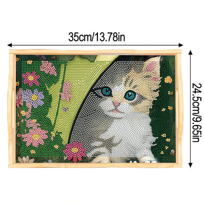 Hiding Kitten Wooden Serving Tray Diamond Painting