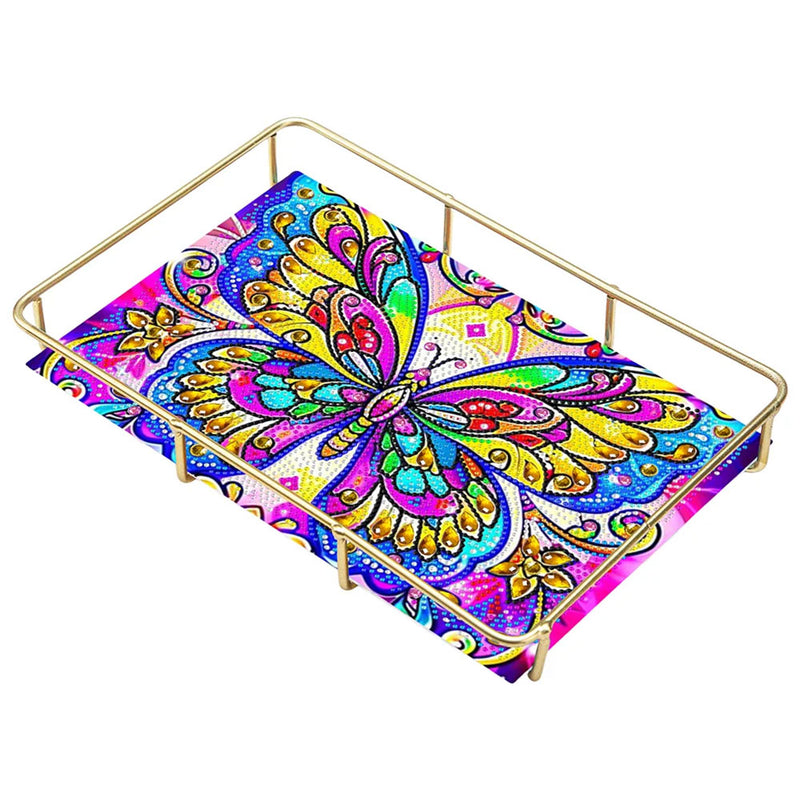 Special Shaped Colorful Butterfly Acrylic + Alloy Bathroom Tray Diamond Painting