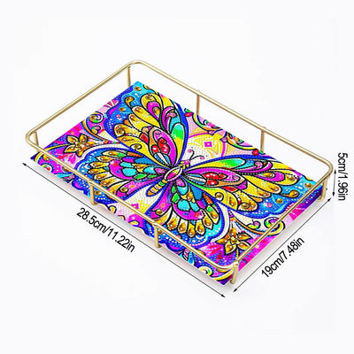 Special Shaped Colorful Butterfly Acrylic + Alloy Bathroom Tray Diamond Painting