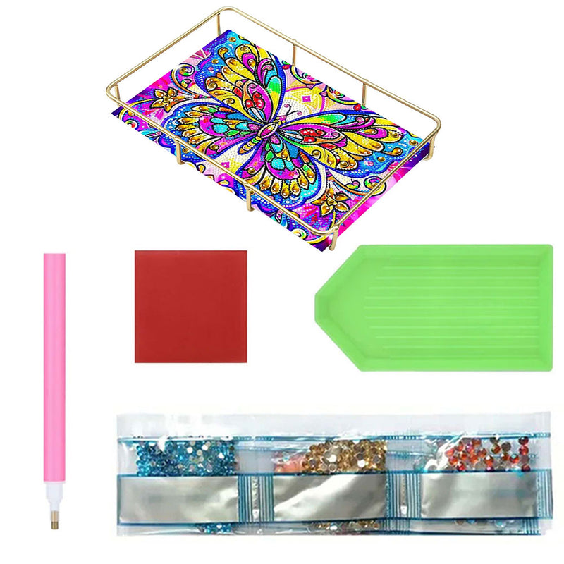 Special Shaped Colorful Butterfly Acrylic + Alloy Bathroom Tray Diamond Painting