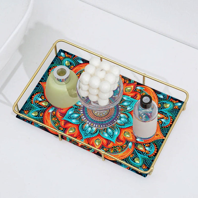 Special Shaped Lotus Mandala Acrylic + Alloy Bathroom Tray Diamond Painting