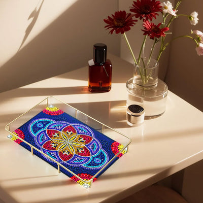 Special Shaped Flower Mandala Acrylic + Alloy Bathroom Tray Diamond Painting