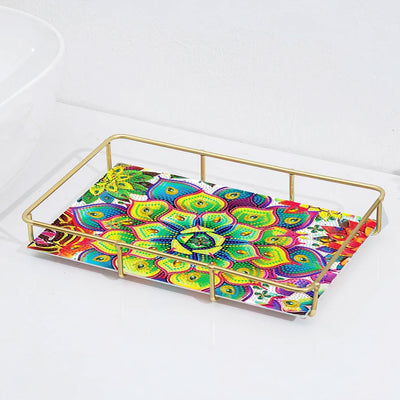 Special Shaped Green Plant Mandala Acrylic + Alloy Bathroom Tray Diamond Painting