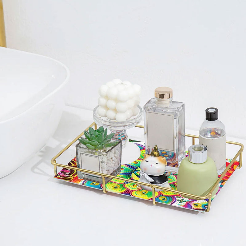 Special Shaped Green Plant Mandala Acrylic + Alloy Bathroom Tray Diamond Painting