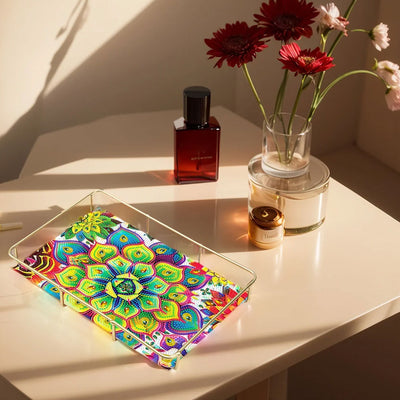 Special Shaped Green Plant Mandala Acrylic + Alloy Bathroom Tray Diamond Painting