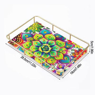 Special Shaped Green Plant Mandala Acrylic + Alloy Bathroom Tray Diamond Painting