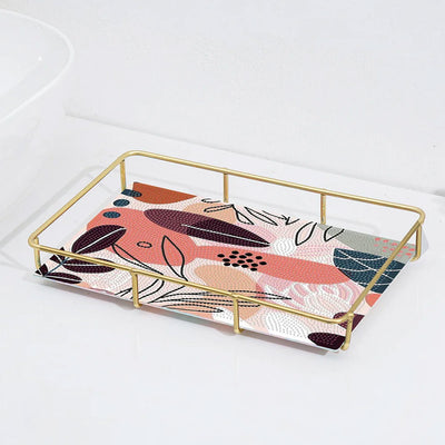 Special Shaped Abstract Plant Pattern Acrylic + Alloy Bathroom Tray Diamond Painting