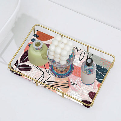 Special Shaped Abstract Plant Pattern Acrylic + Alloy Bathroom Tray Diamond Painting