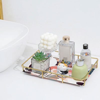 Special Shaped Abstract Plant Pattern Acrylic + Alloy Bathroom Tray Diamond Painting