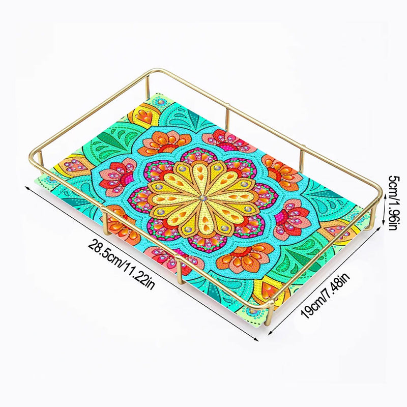 Special Shaped Green Yellow Flower Acrylic + Alloy Bathroom Tray Diamond Painting